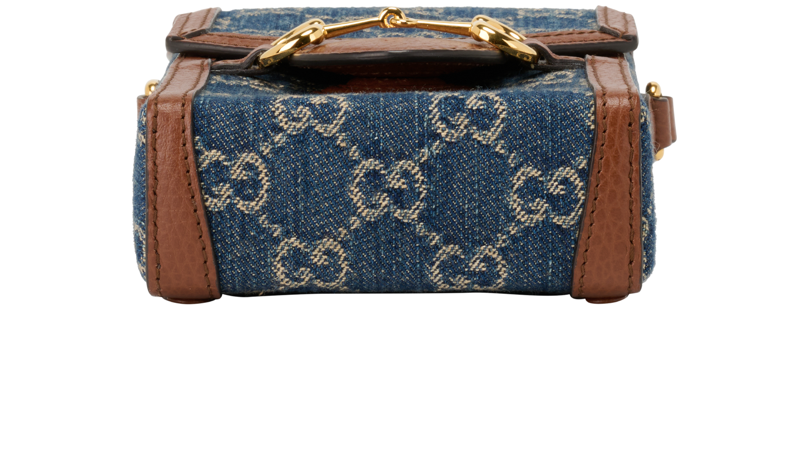 Horsebit 1955 Mini Bag, &pound;510, Handbags, Navy/Tan, Denim, Top view